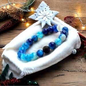 Genuine Blue Agate Spiritual Healing Bracelet (gift ready NWT)